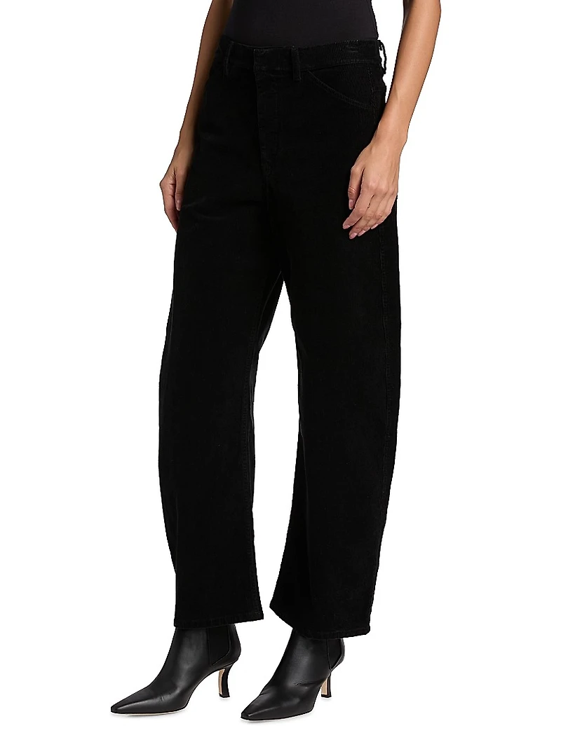Tribeca Corduroy Barrel-Leg Crop Pants
