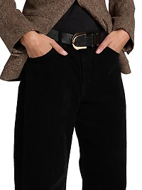 Tribeca Corduroy Barrel-Leg Crop Pants