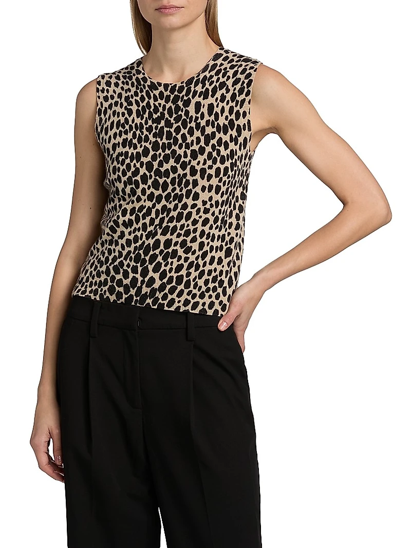 Nessa Cheetah Print Cashmere Tank