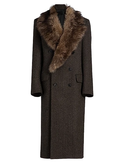Edina Wool & Fur Long Coat
