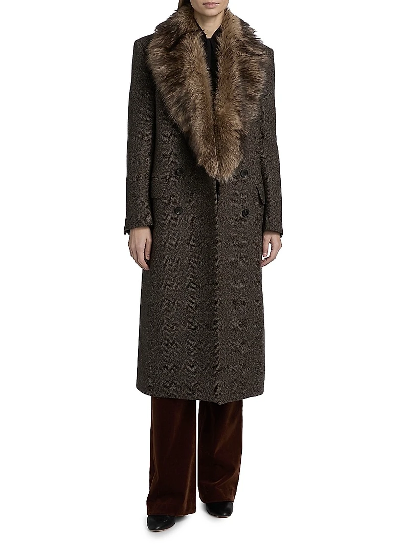 Edina Wool & Fur Long Coat