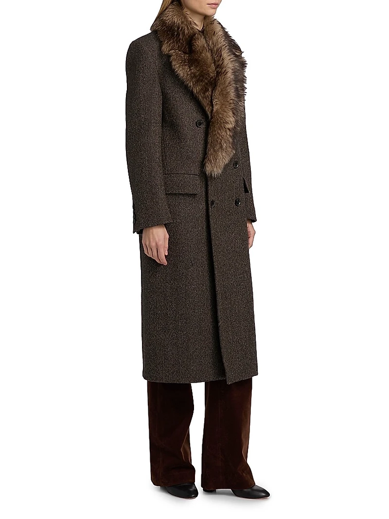 Edina Wool & Fur Long Coat