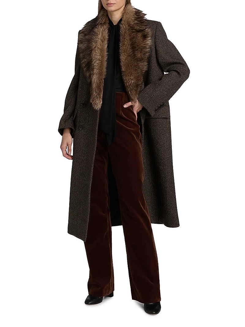 Edina Wool & Fur Long Coat