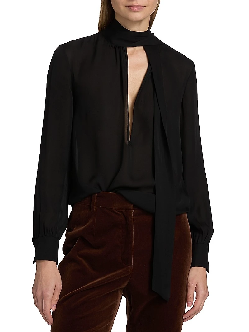 Janese Silk Tieneck Blouse