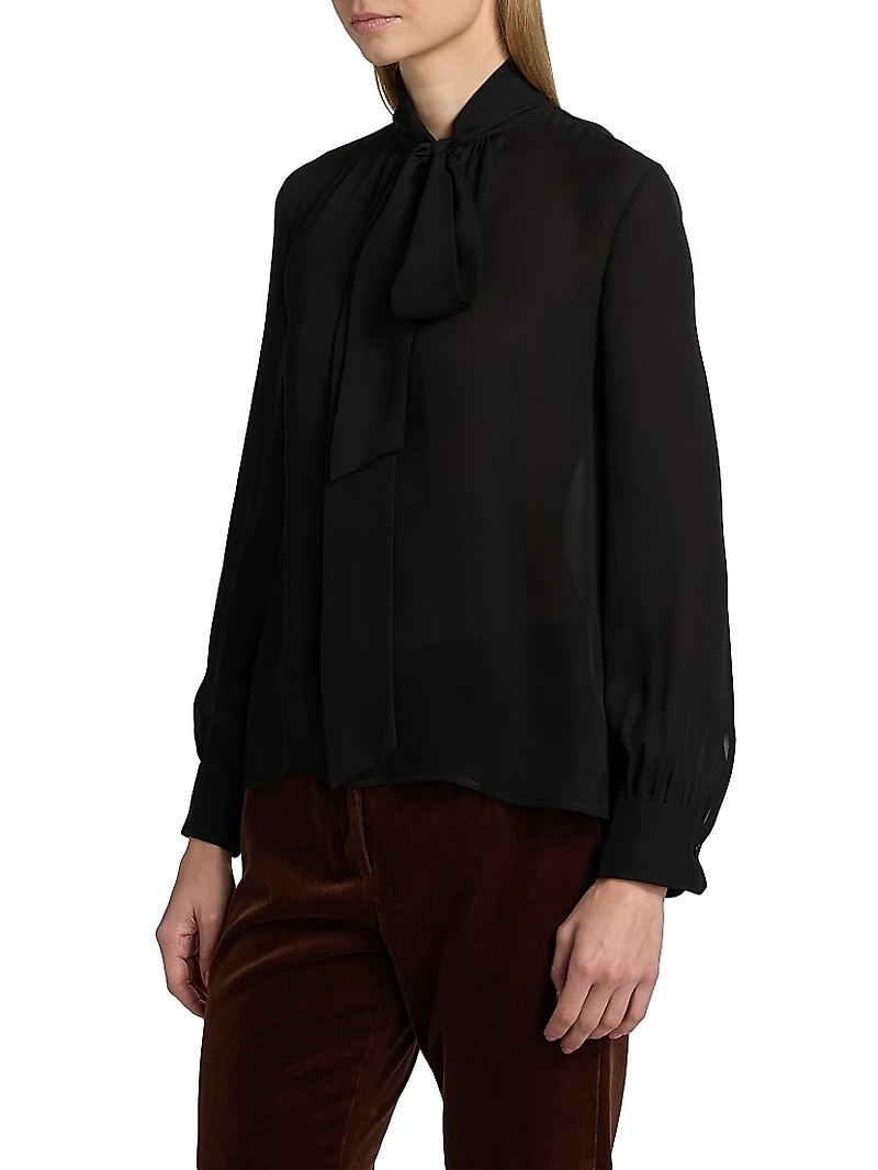 Janese Silk Tieneck Blouse