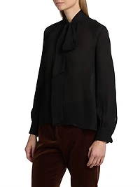 Janese Silk Tieneck Blouse