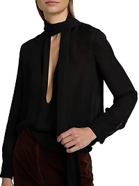 Janese Silk Tieneck Blouse