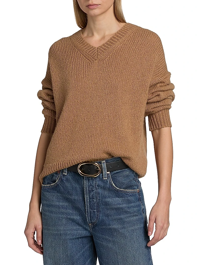 Shagan Camel Hair V-Neck Sweater