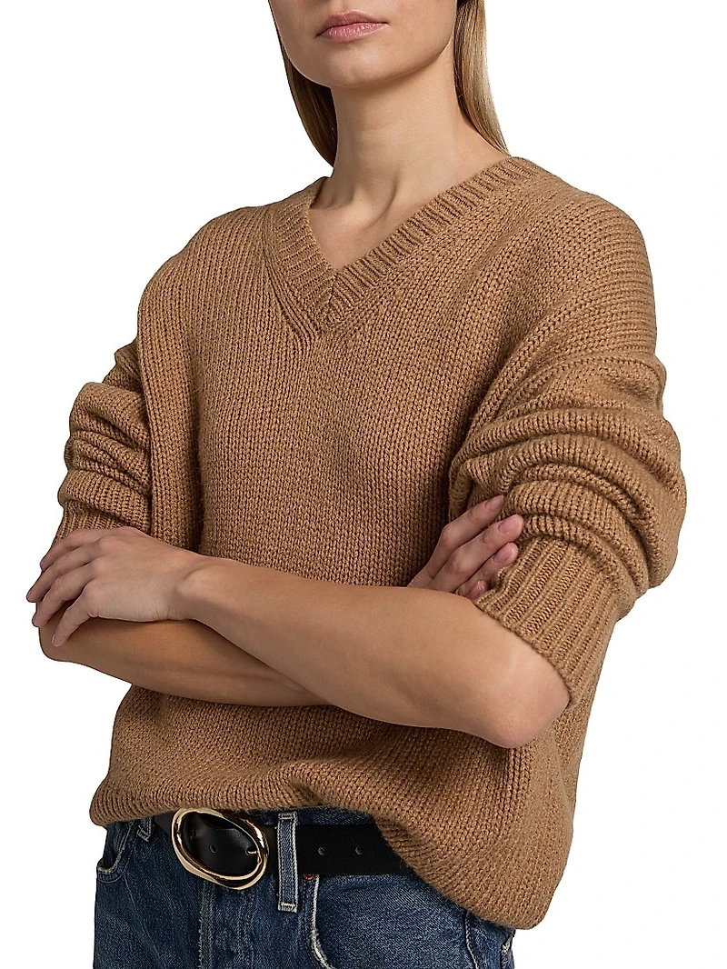 Shagan Camel Hair V-Neck Sweater