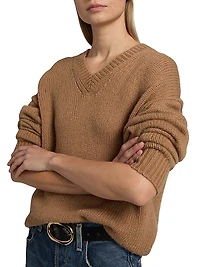 Shagan Camel Hair V-Neck Sweater