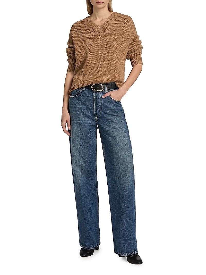 Shagan Camel Hair V-Neck Sweater