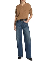 Shagan Camel Hair V-Neck Sweater