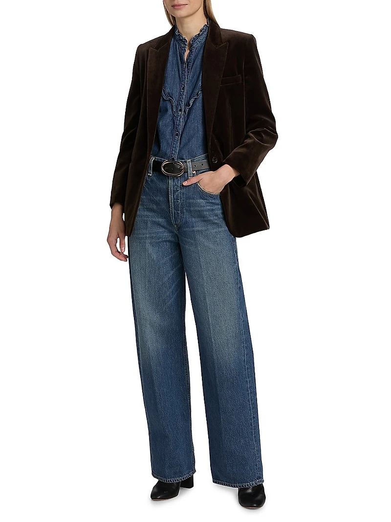 Diane Stretch-Velvet Blazer