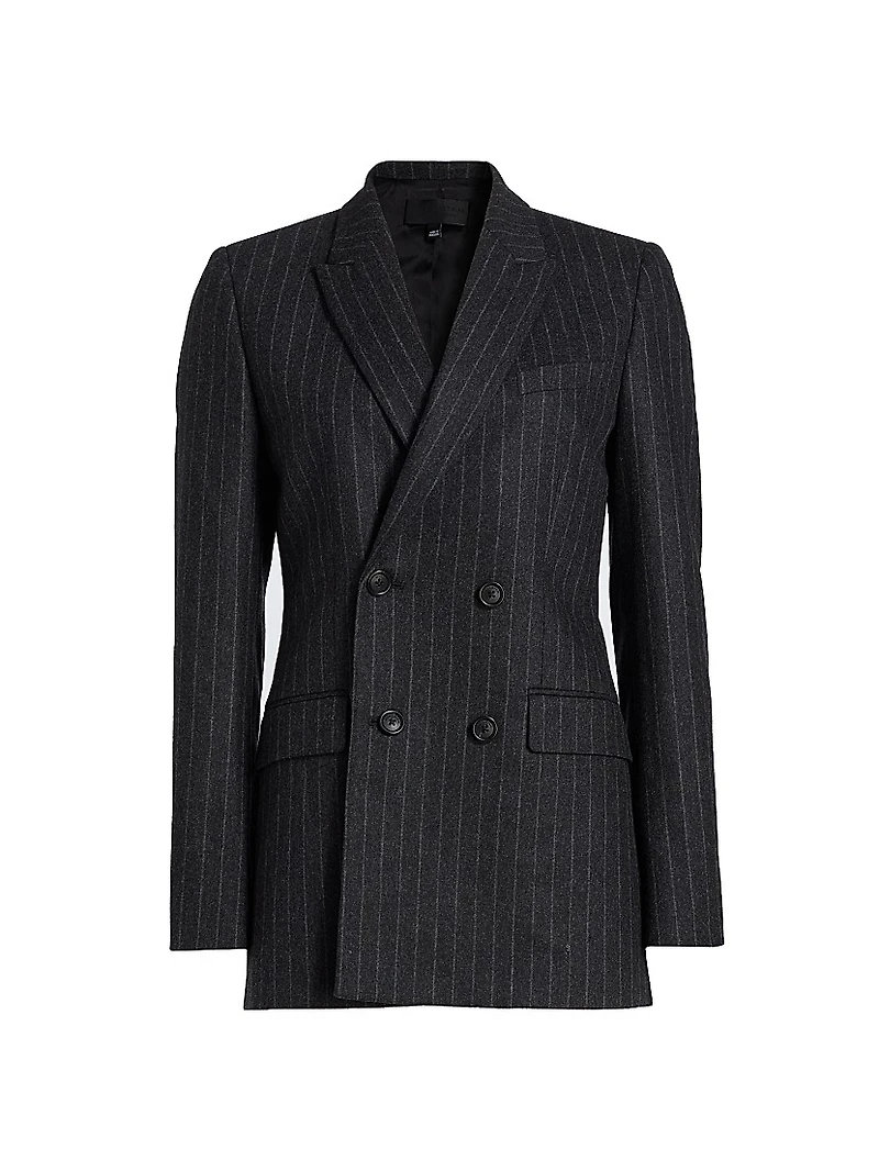 Davis Pinstriped Wool Double-Breasted Blazer