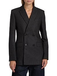 Davis Pinstriped Wool Double-Breasted Blazer