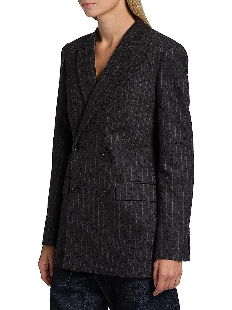 Davis Pinstriped Wool Double-Breasted Blazer