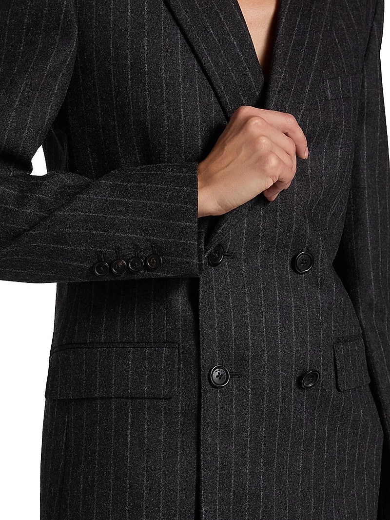 Davis Pinstriped Wool Double-Breasted Blazer