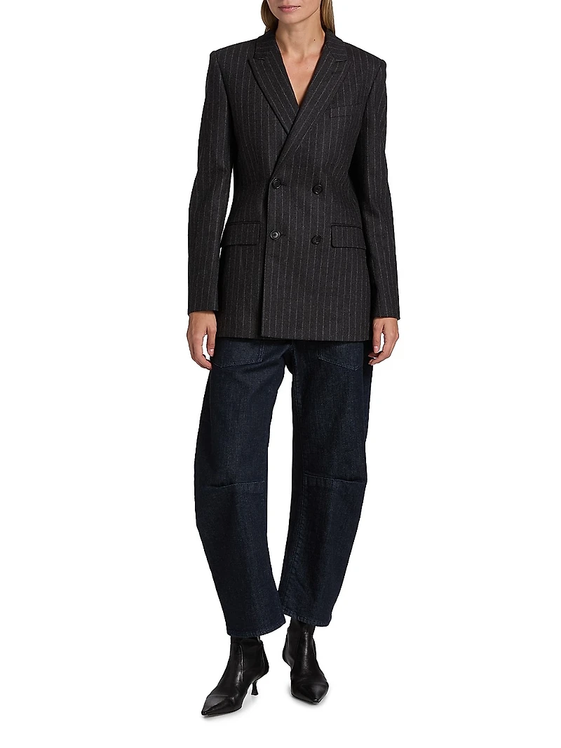 Davis Pinstriped Wool Double-Breasted Blazer