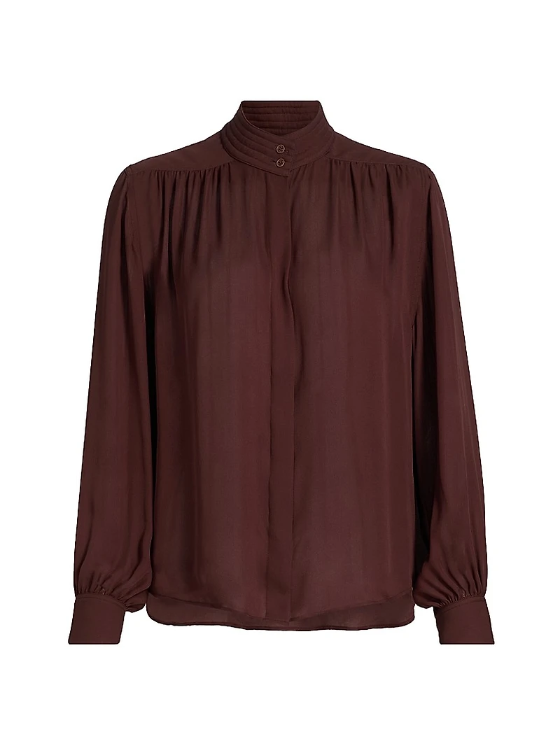 Revi Silk Button-Front Blouse