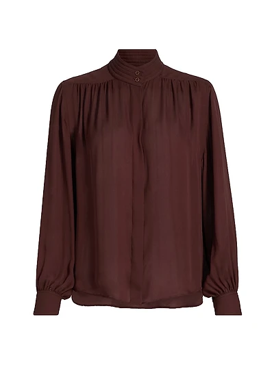 Revi Silk Button-Front Blouse