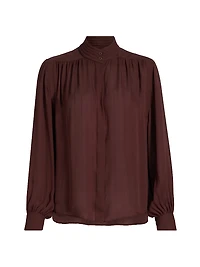 Revi Silk Button-Front Blouse
