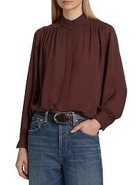 Revi Silk Button-Front Blouse