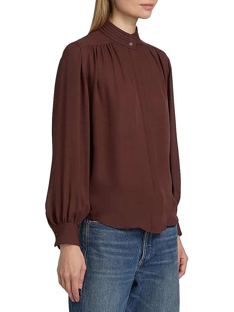 Revi Silk Button-Front Blouse