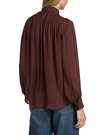 Revi Silk Button-Front Blouse