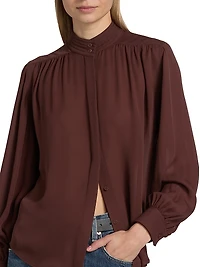 Revi Silk Button-Front Blouse