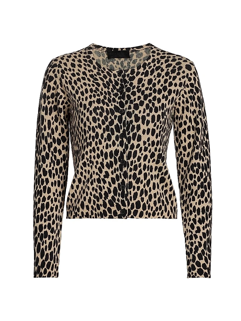 Keelah Animal-Print Cashmere Cardigan