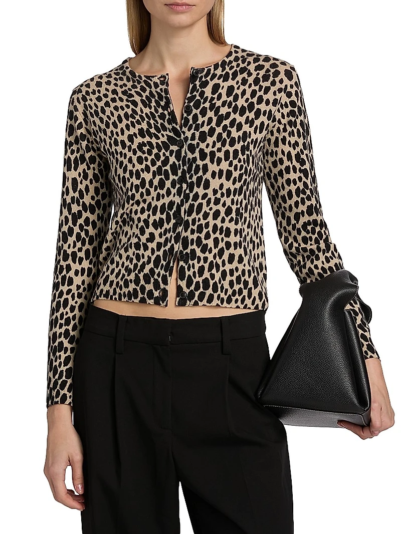 Keelah Animal-Print Cashmere Cardigan