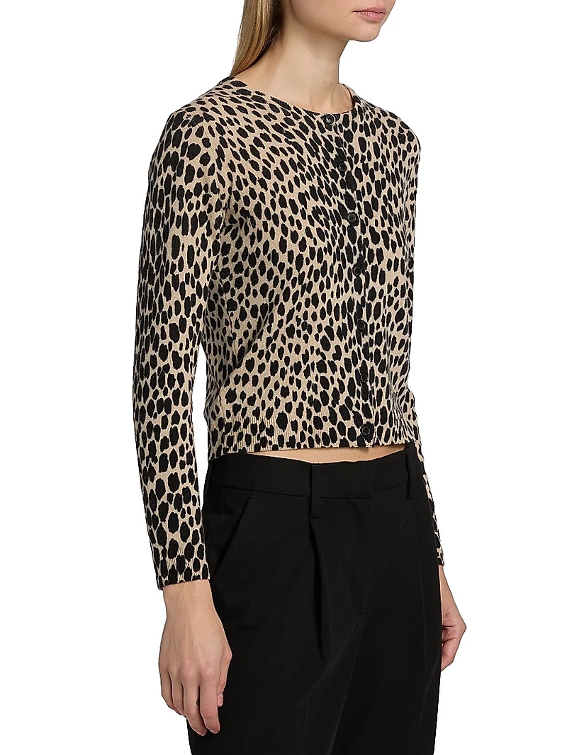 Keelah Animal-Print Cashmere Cardigan
