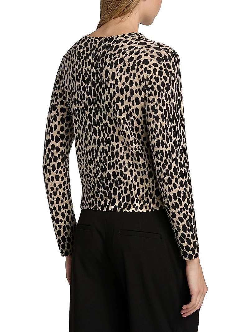 Keelah Animal-Print Cashmere Cardigan