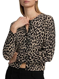 Keelah Animal-Print Cashmere Cardigan