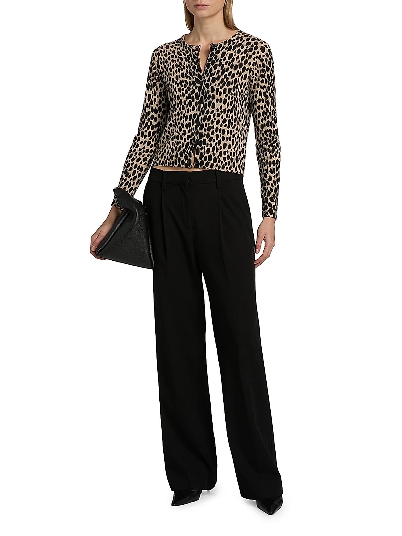 Keelah Animal-Print Cashmere Cardigan