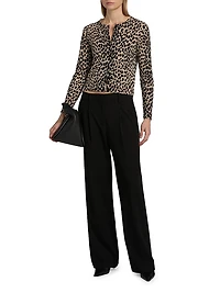 Keelah Animal-Print Cashmere Cardigan