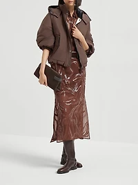 Crispy Silk Shirt with Dazzling Floral Embroidery