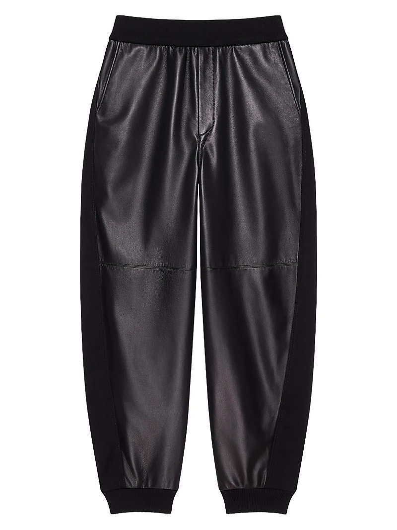 Jogger Pants Leather and Wool