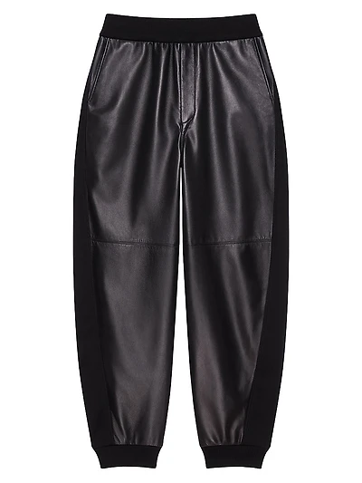 Jogger Pants Leather and Wool