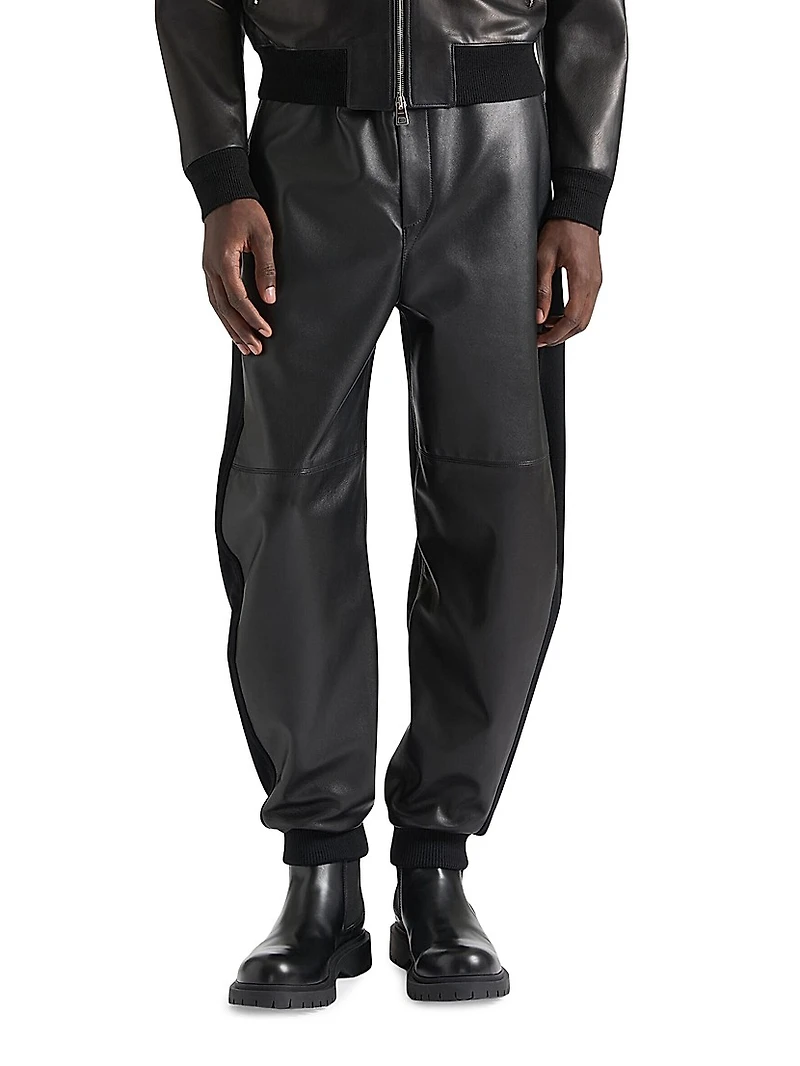 Jogger Pants Leather and Wool