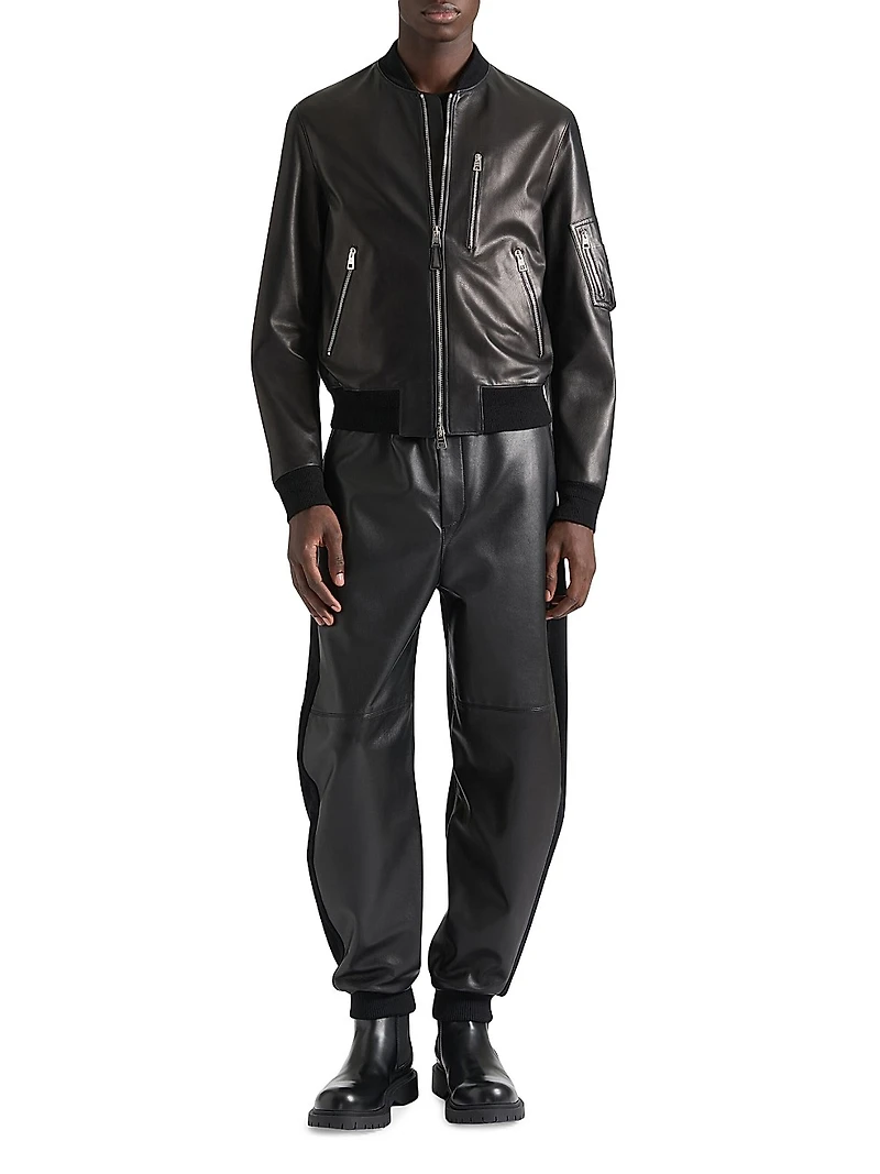 Jogger Pants Leather and Wool