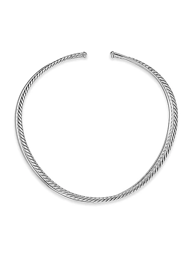 Bold Crossover Collar Necklace in Sterling Silver, 10MM