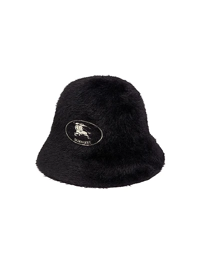 EKD Embroidered Faux-Fur Bucket Hat