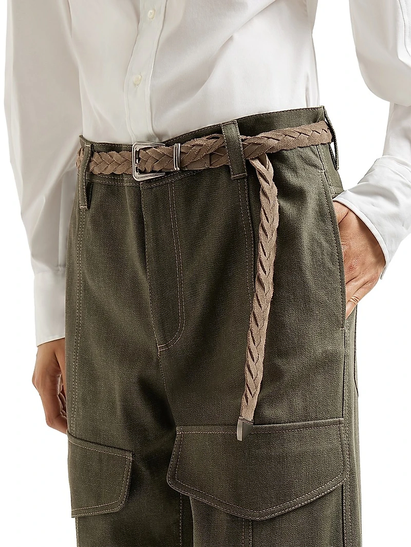Braided Leather Belt with Monili