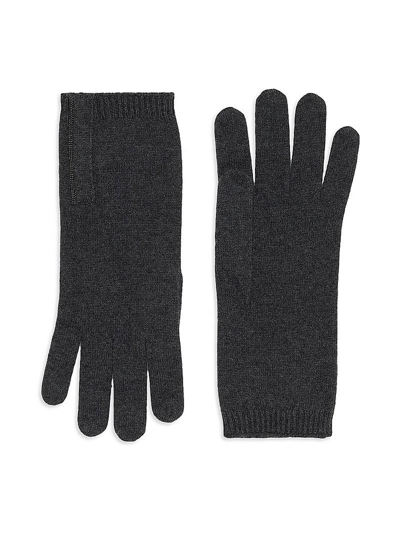 Cashmere Knit Gloves with Monili