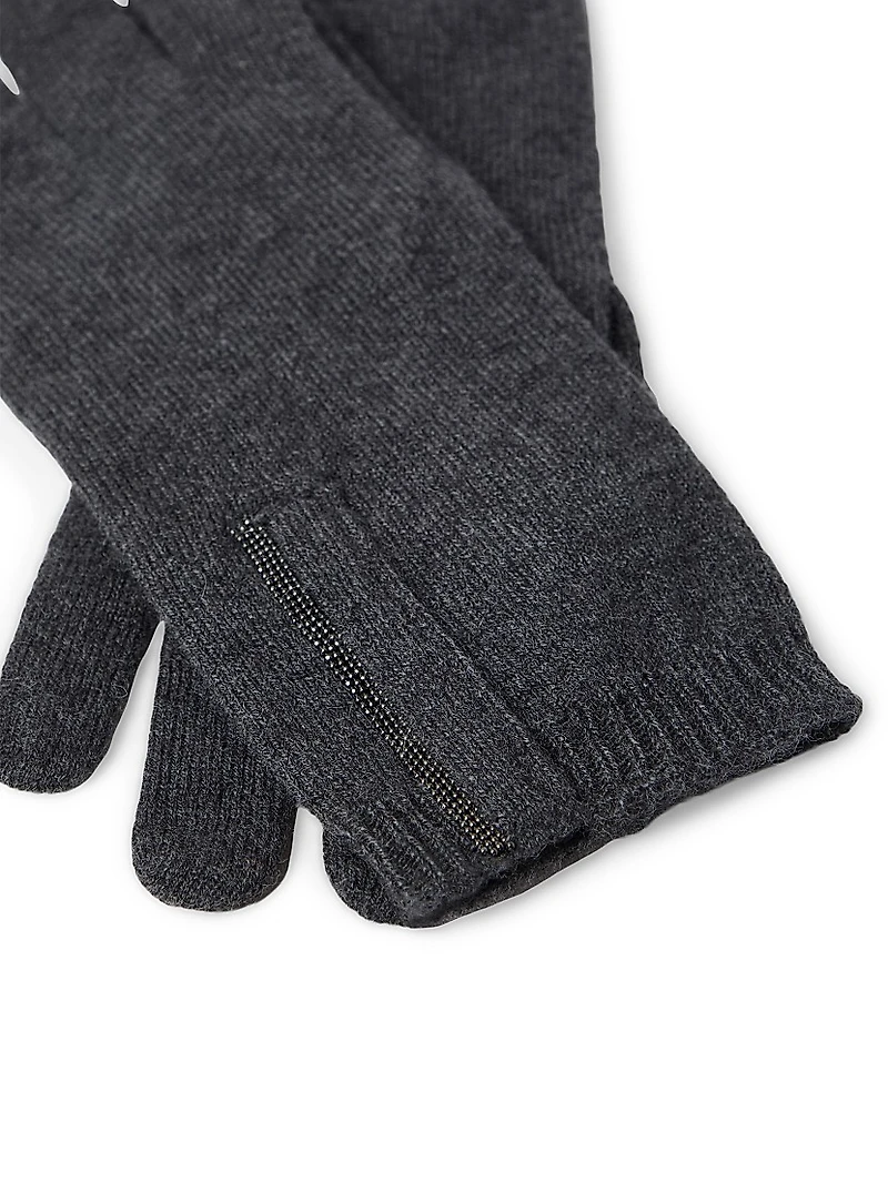 Cashmere Knit Gloves with Monili