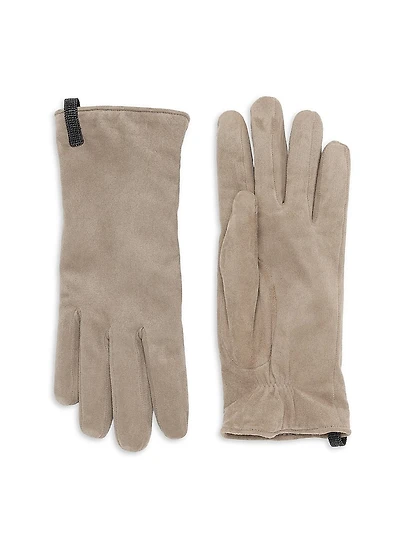 Suede Gloves with Monili