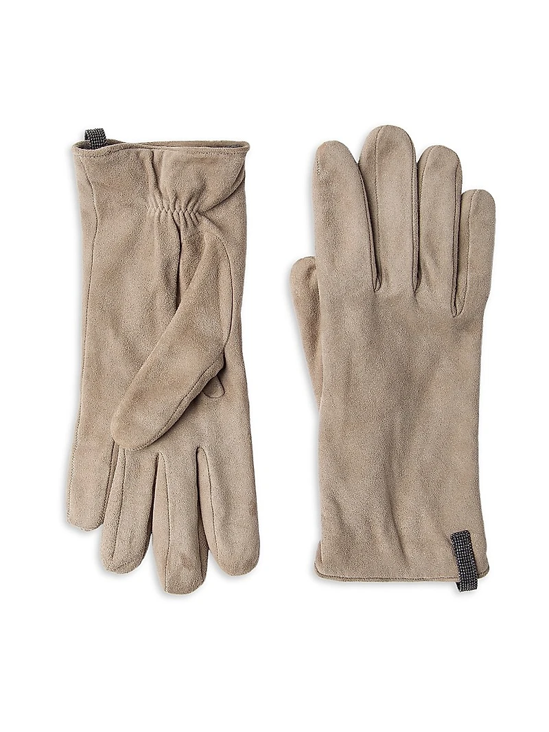 Suede Gloves with Monili