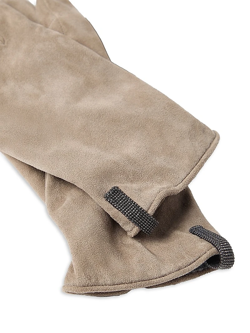 Suede Gloves with Monili