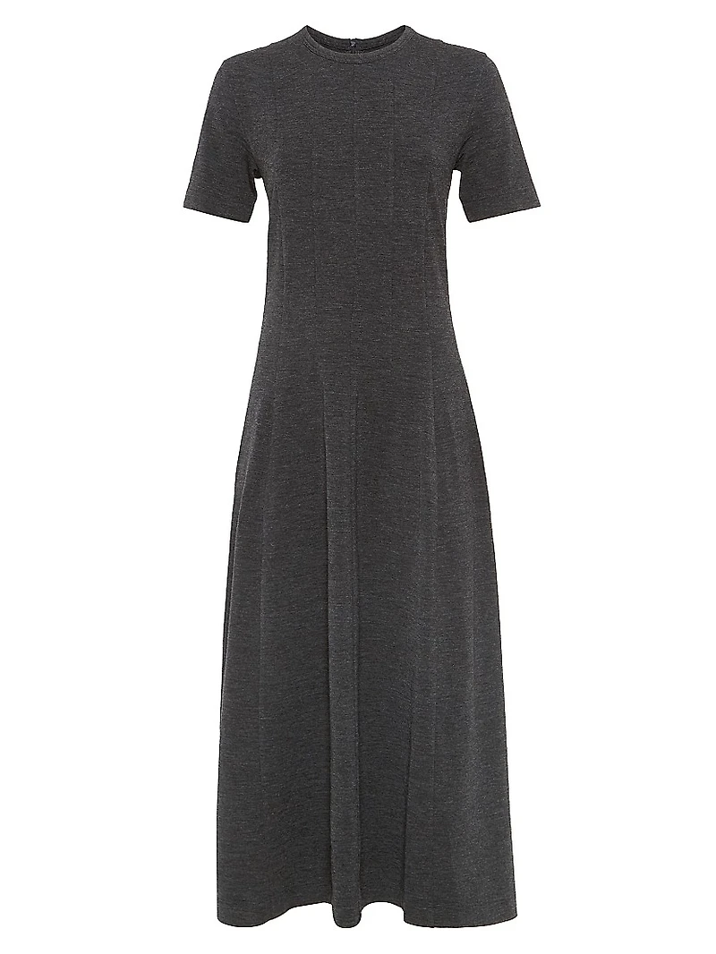 Stretch Virgin Wool Jersey Dress with Monili